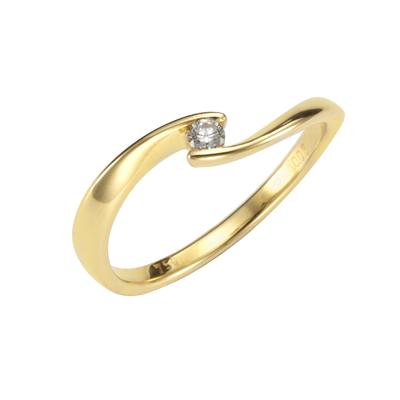 Fingerring OROLINO "Gold 750 mit Brillant 0,06ct." Gr. 54, gelb, Fingerringe, Damen, 054 (17,2), 0,06 SI = kleine Einschlüsse, Gold, Fingerring