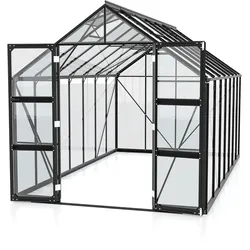 Vitavia Gewächshaus Domus 11500 inkl. 4 Dachfenstern - 11,5 m2 3 mm Einscheibensicherheitsglas schwarz