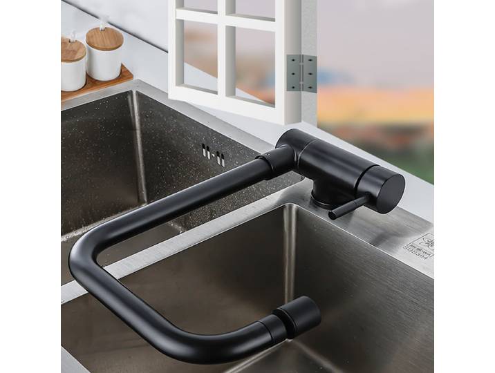 Robinet de cuisine pliable en acier inoxydable 304 - 360 ° Robinet d'évier pivotant avec conception anti-éclaboussures et eau chaude/froide pour utilisation d'évier