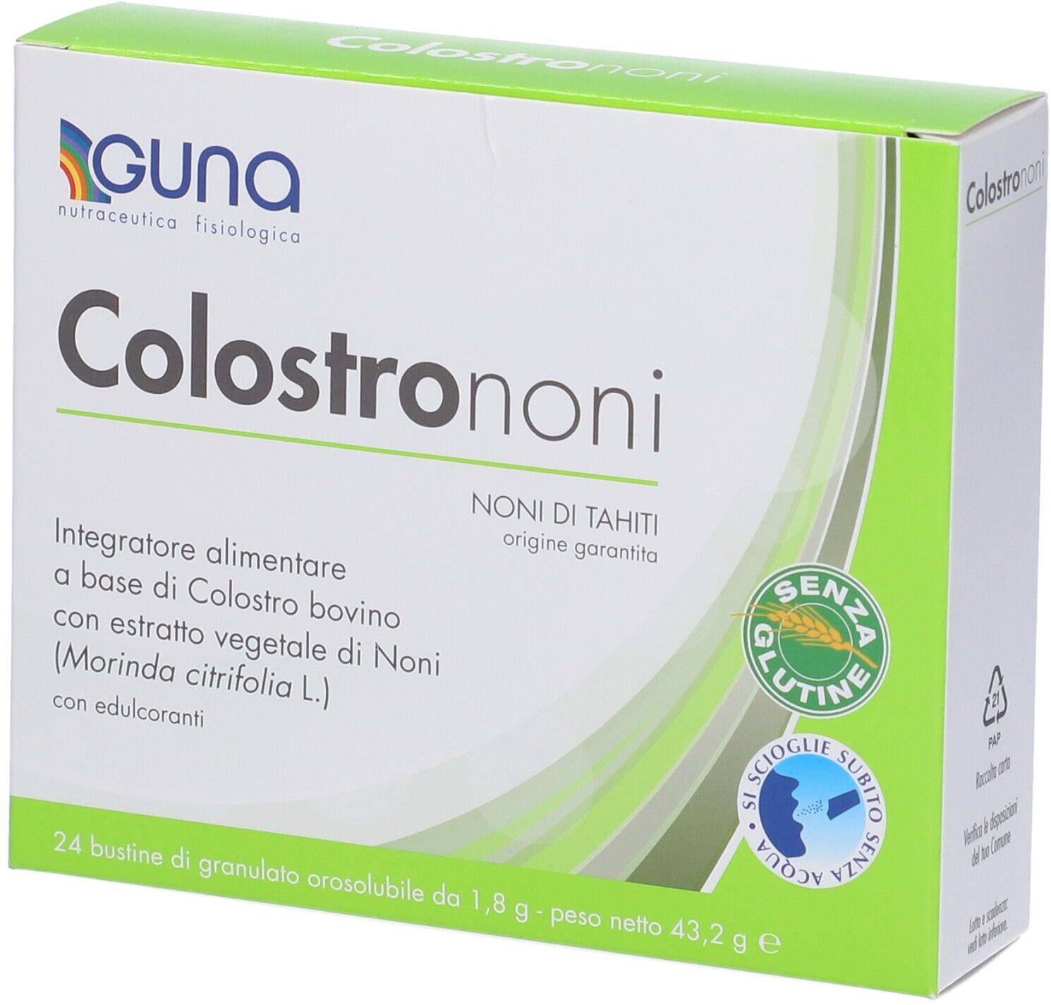 GUNA SpA Guna Colostrononi Integratore Alimentare 24 Bustine – Colostro Bovino e Noni per il Benessere Immunitario