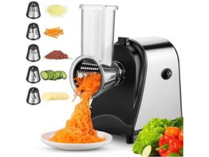 Meykey Coupe-Légumes Électrique Hachoir Multifonctionnel Râpe 250W Avec 5 Cônes En Acier Inoxydable