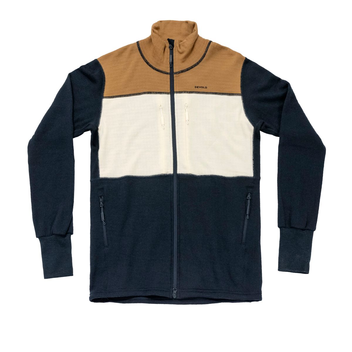 Devold of Norway Egga Grid Merino Jacket MAN wheat/raw white/ink (707B-clothing) XXL GO 206 450 B 707B XXL