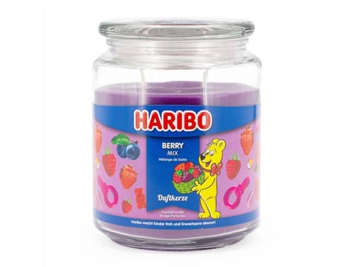 Haribo Bougie parfumée Berry Mix\, bougie en verre\, parfum de baies Durée de combustion jusqu'à 100 h 510g
