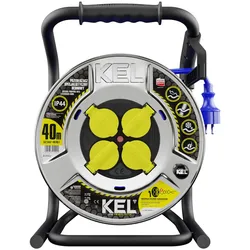 Kabeltrommel 40m HEAVY LINE 3x2,5mm Blau mit Metalltrommel 4x 230V-Steckdosen W-99463