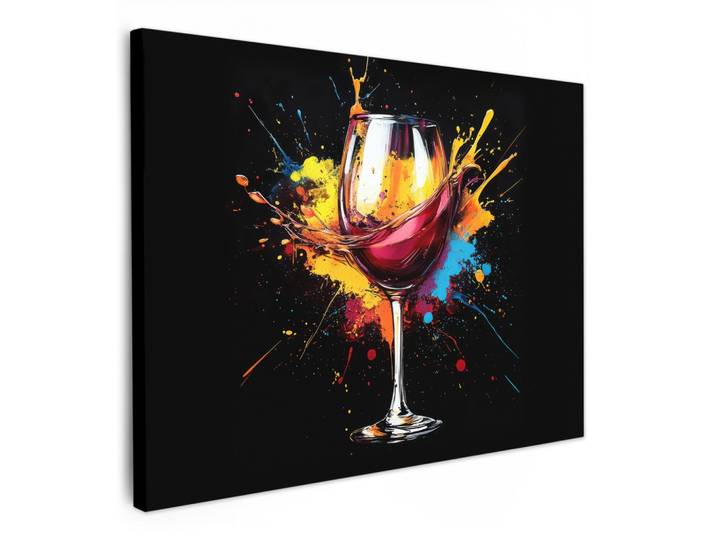 LEINWANDBILD Wein - Glas - Graffiti - Getränk - Rot - Farbe Wandbilder 80x60 cm