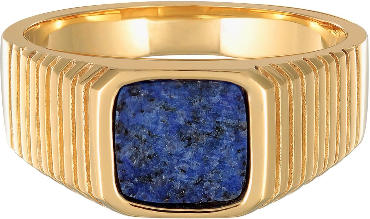 Siegelring KUZZOI "Ring Herren Siegelring Sodalith Quadrat 925 Silber" Gr. 60, gold, Fingerringe, Herren, 60, ohne Stein, Silber 925 (Sterlingsilber), 10mm, Siegelring
