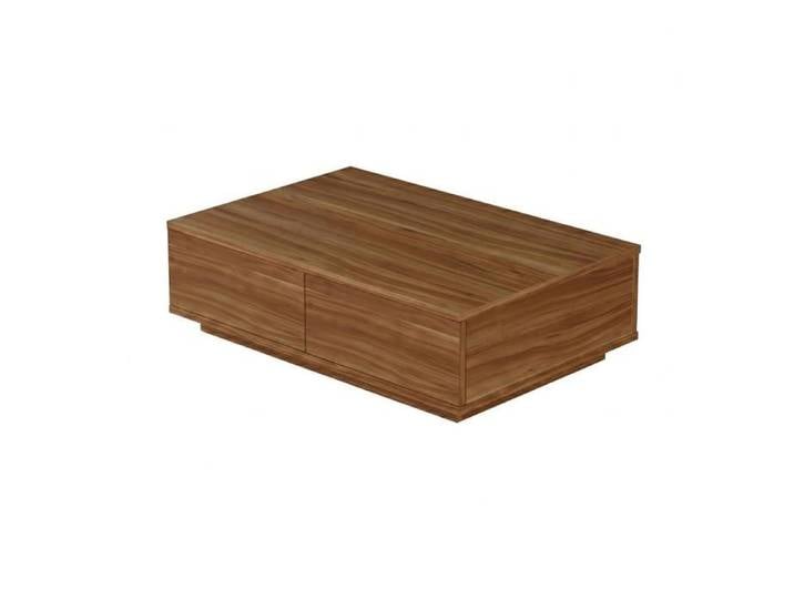 CALICOSY - Table basse rectangulaire 2 abattants décor noyer L90 cm - NORA - Bois foncé
