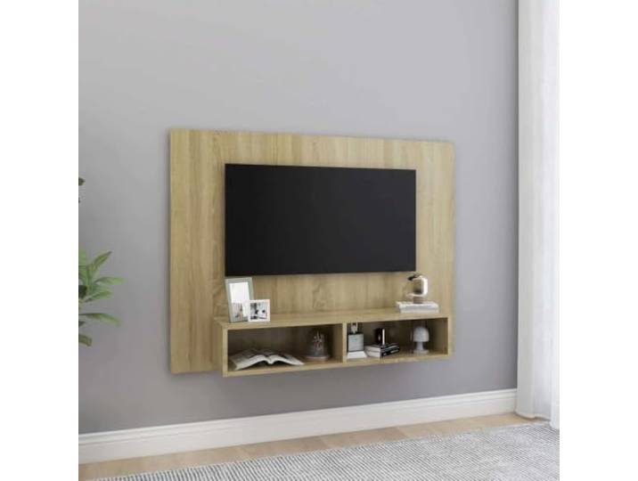 HEFZGDB TV-Wandschrank Sonoma-Eiche 120x23,5x90 cm Holzwerkstoff mit offenen Fächern und Stabiler Oberplatte für HiFi-Anlagen und Dekoartikel, langlebiger Medienregal