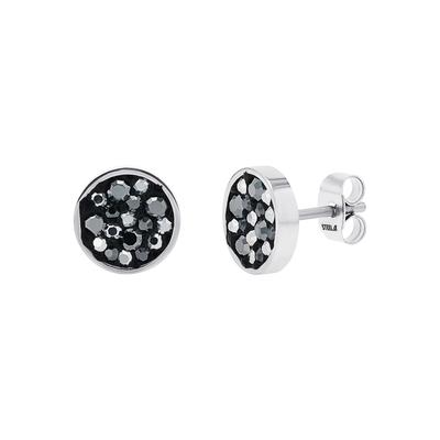 Paar Ohrstecker TOM TAILOR, schwarz (edelstahlfarben, kristallweiß, kristallweiß), Ohrringe, Damen, 10mm, Edelstahl, mit Kristallglas