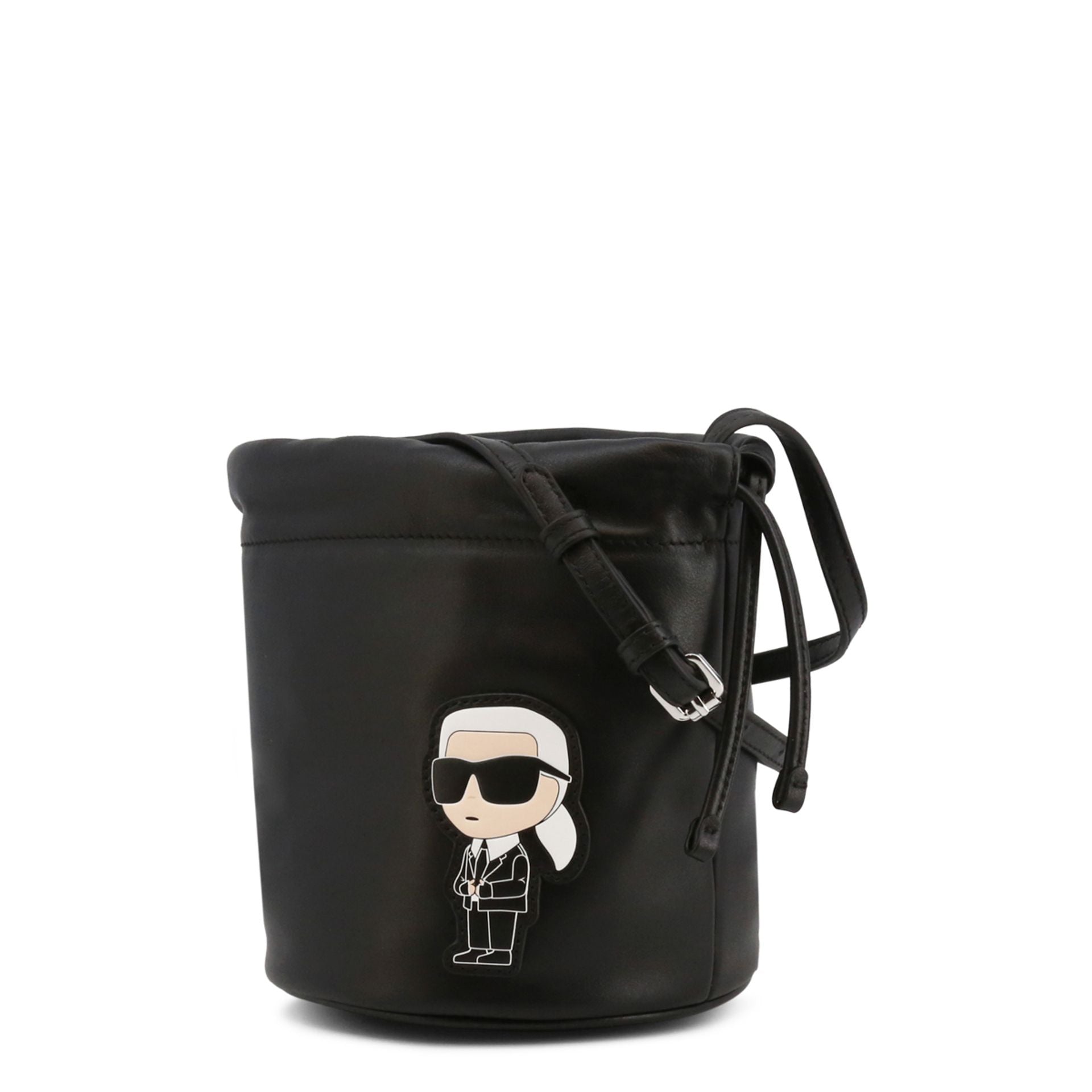 Famanu Schultertasche aus Leder mit verstellbarem Schulterriemen - Schwarz