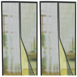2er-Fliegennetz-Türvorhang mit Magnetverschluss, 210x90cm, schwarz-transparent – Schutz vor Fliegen, Mücken & Wespen, einfache Montage ohne Bohren