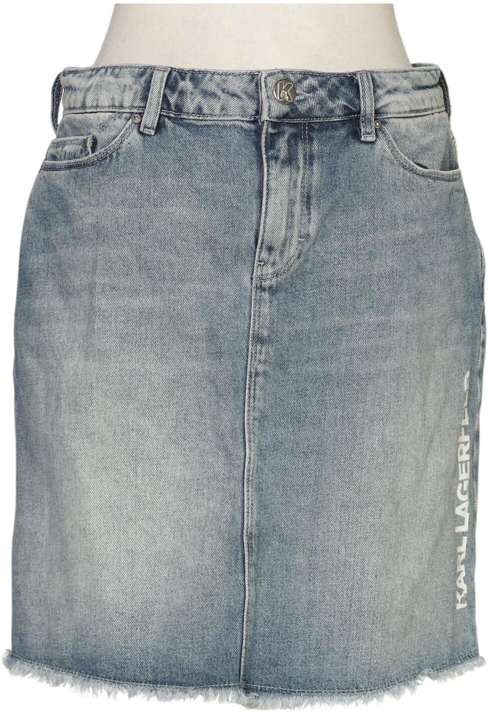 Karl by Karl Lagerfeld Damen Rock, Hellblau, Gr. M, Baumwolle - Second Hand