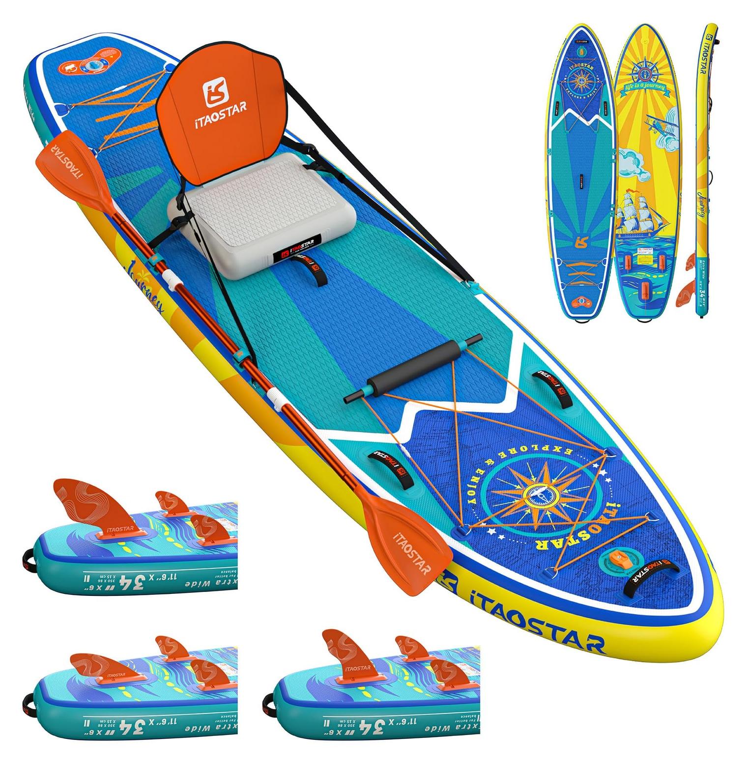 Aufblasbares Stand-Up-Paddleboard - Für 2 Personen - Mit Sitz - 86 cm Breite - Tragfähigkeit: 190 kg