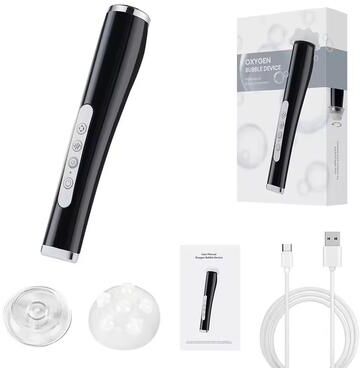 Uplift Essentials CO2 Oxygen Facial Bubble Pen Skin Care Device black B