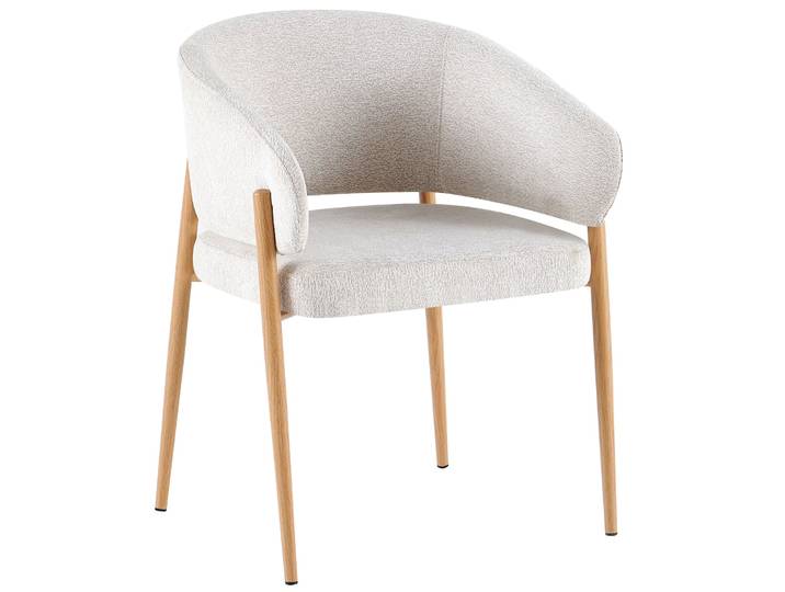 Polsterstuhl Resilly beige Chenille / Beine aus naturbelassener