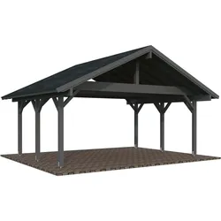 Palmako Carport Robert 20,6 m2 dunkelgrau lackiert Holzcarport
