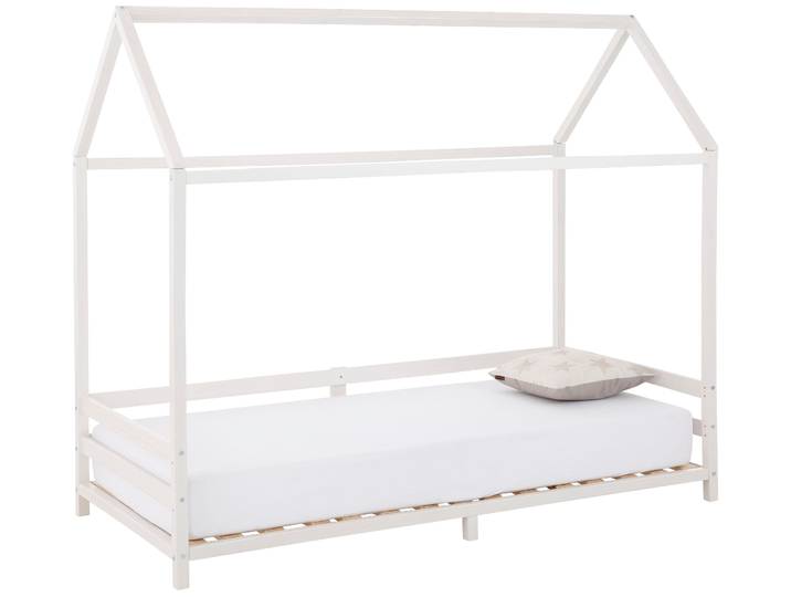 Kinderbett GOODPRODUCT Ellen , weiss (weiß), B:98cm H:100cm L:208cm, Betten, Kinderbett, Hausbett mit Reling aus Kiefernholz, zwei Farbvarianten, Breite 208 cm