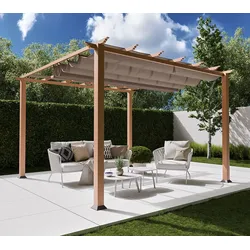 Paragon Outdoor Aluminium Pergola Florida 1111 | Holzoptik hellbraun | 350x350x235 cm - Hellbraun