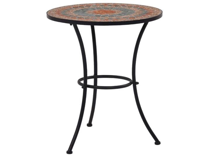 Table de bistrot en mosaïque orange/gris, 60 cm, en céramique, table de jardin moderne imperméable, en bois, pour patio, cour, loisirs (table uniquement)