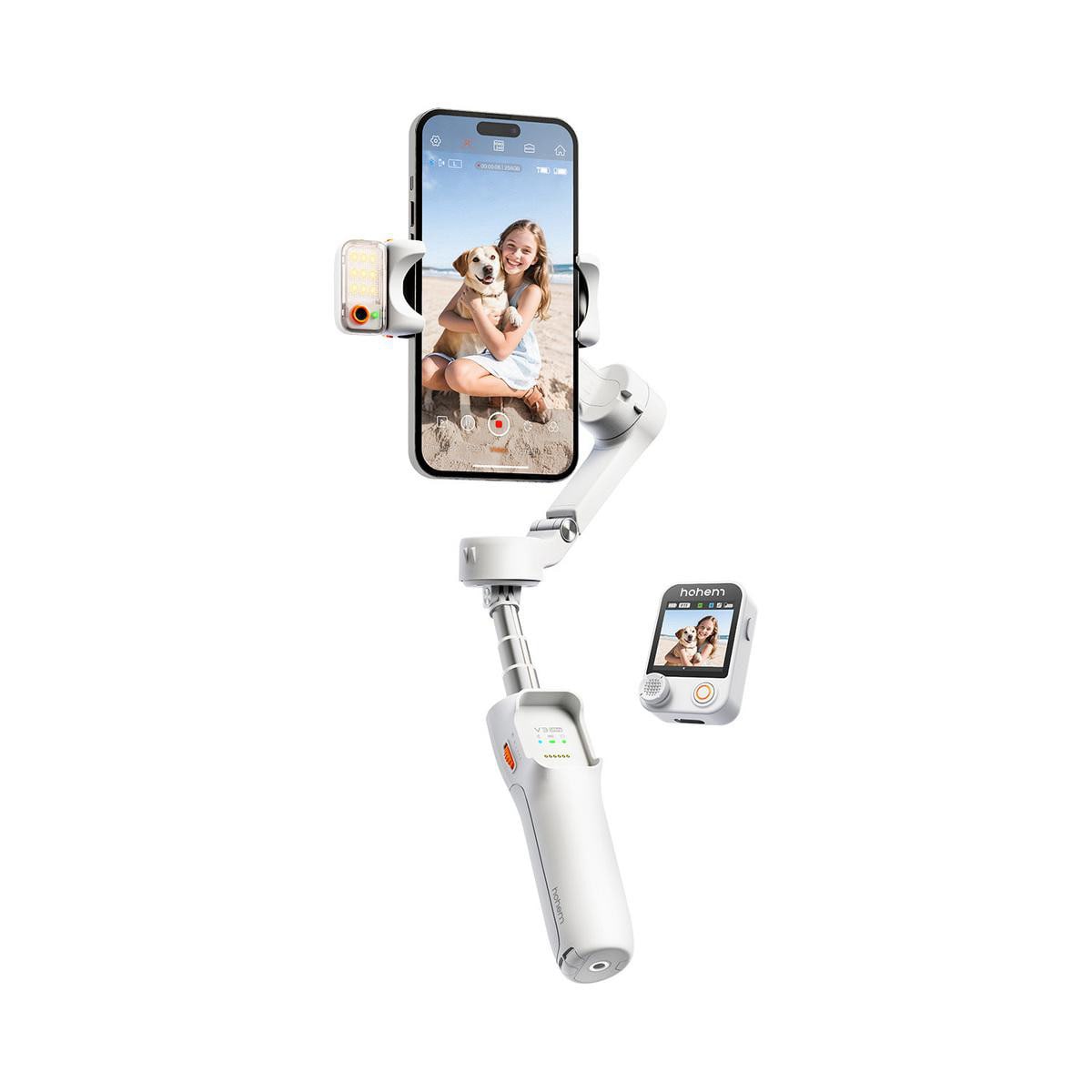 Hohem iSteady V3 Ultra AI Faltbarer Gimbal-Stabilisator mit abnehmbarer Fernbedienung Weiß