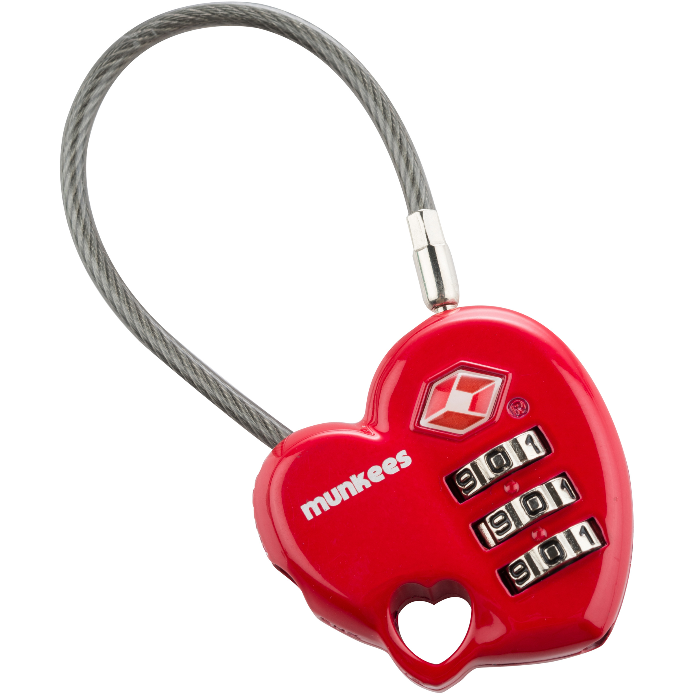 Munkees TSA Herz-Zahlenschloss Reise-Accessoires rot