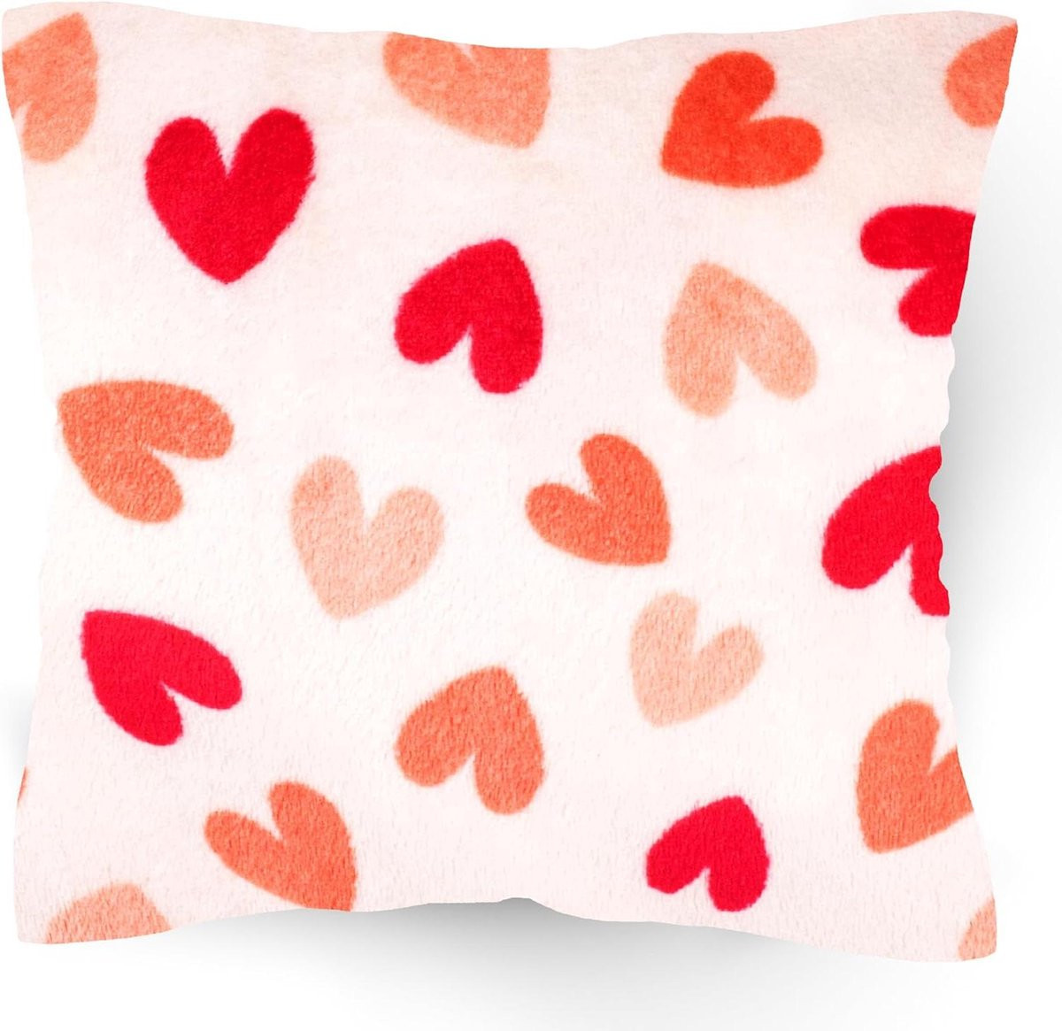 Pluche Knuffelkussen met Harten Decoratie - 20 x 20 cm