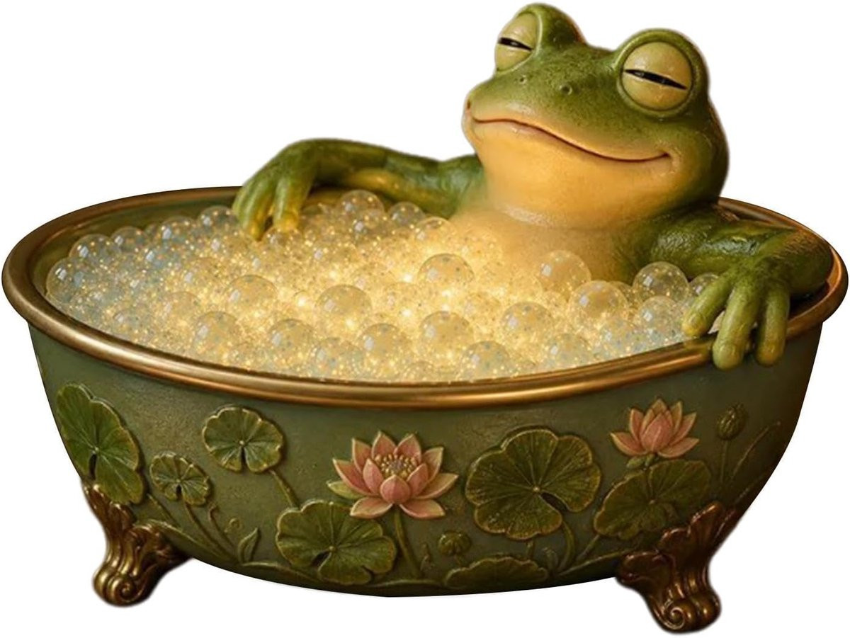 Speels dierenbeeld bubbelbad thema decoratie van hars - 20 x 10 x 10 cm