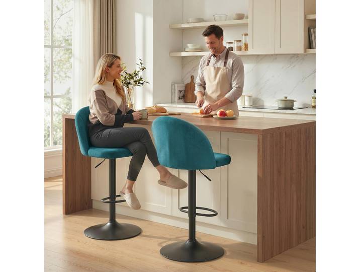 HOMCOM Tabourets Bar Pivotants Modernes Lot de 2 Bleu