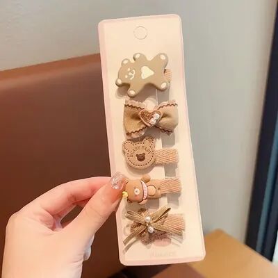Retailers Go Baby Girl Hair Clips, Korean Cute Fashion, Cartoon Bear Bowknot Pin, Milk Coffee Color Toddler Kids Headwear no.9