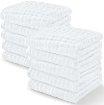 "Muslin Baby Washcloths, Soft 10""x10"" Cotton by Comfy Cubs"