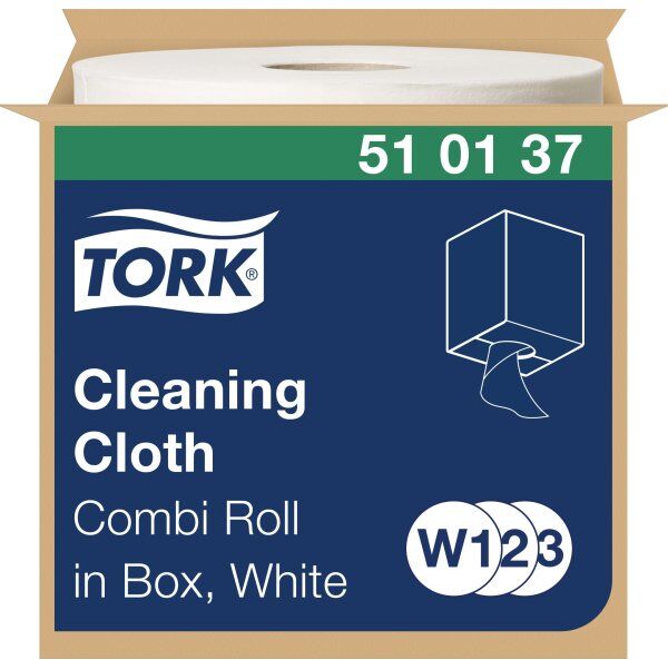 Tork W1/w2/w3 Aftørringsklud, Hvid, 1-Lag, 1 Rl