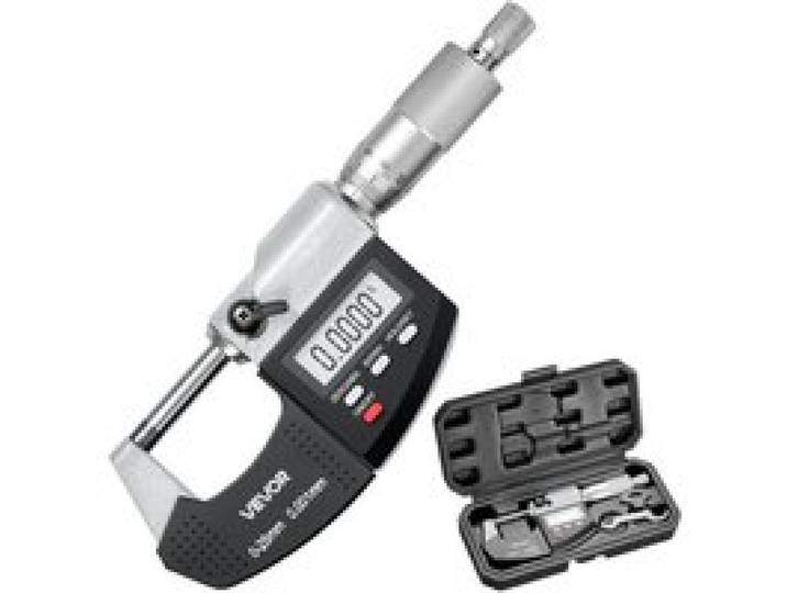 VEVOR Micromètre Extérieur Numérique 0-25,4 mm 0-1 pouce Micromètre de Précision 0,003 mm 0,0001 pouce Commutateur mm et pouce Résolution 0,001 mm 0,00005 pouce, avec Écran LCD, Étui de Protection
