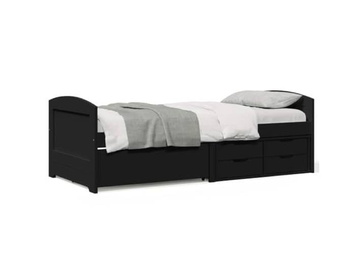 Molumvel Tagesbett 90x200cm aus Kiefernholz mit 5 Schubladen, Schlafsofa für Schlafzimmer und Wohnzimmer, Schwarz