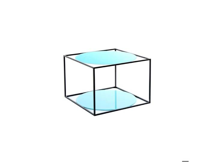 Table basse Cody cube en métal et verre bleu ciel - Réf. VK8056633408425