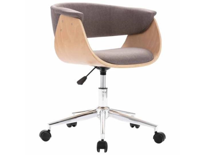 KLGBNCVE Esszimmerstuhl Drehbar Taupe Bugholz und Stoff Drehfunktion, Gasdruckfeder, Höhenverstellung, Kunstlederbezug, Schaumstoffpolsterung, Holzgestell, Metallbeine, 110 kg