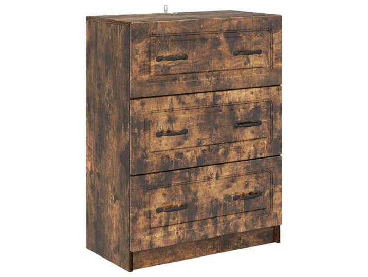 QINXIXINAIXI Schubladenschrank Geräucherte Eiche 66 x 34,5 x 87 cm Holzwerkstoff, Stangengriffe, rechteckiges Design, mehrere Schubladen, Wohnzimmer, Arbeitszimmer