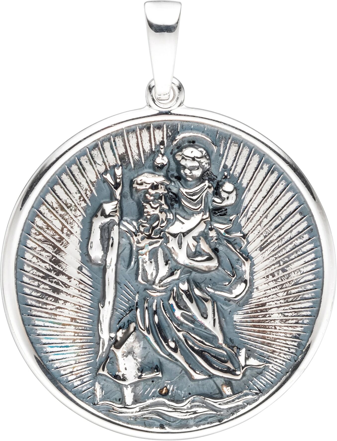 Runder Anhänger JOBO "Schutzpatron Christophorus", silber (silber 925), Schmuckanhänger, Damen, Silber 925 (Sterlingsilber), rund 925 Silber