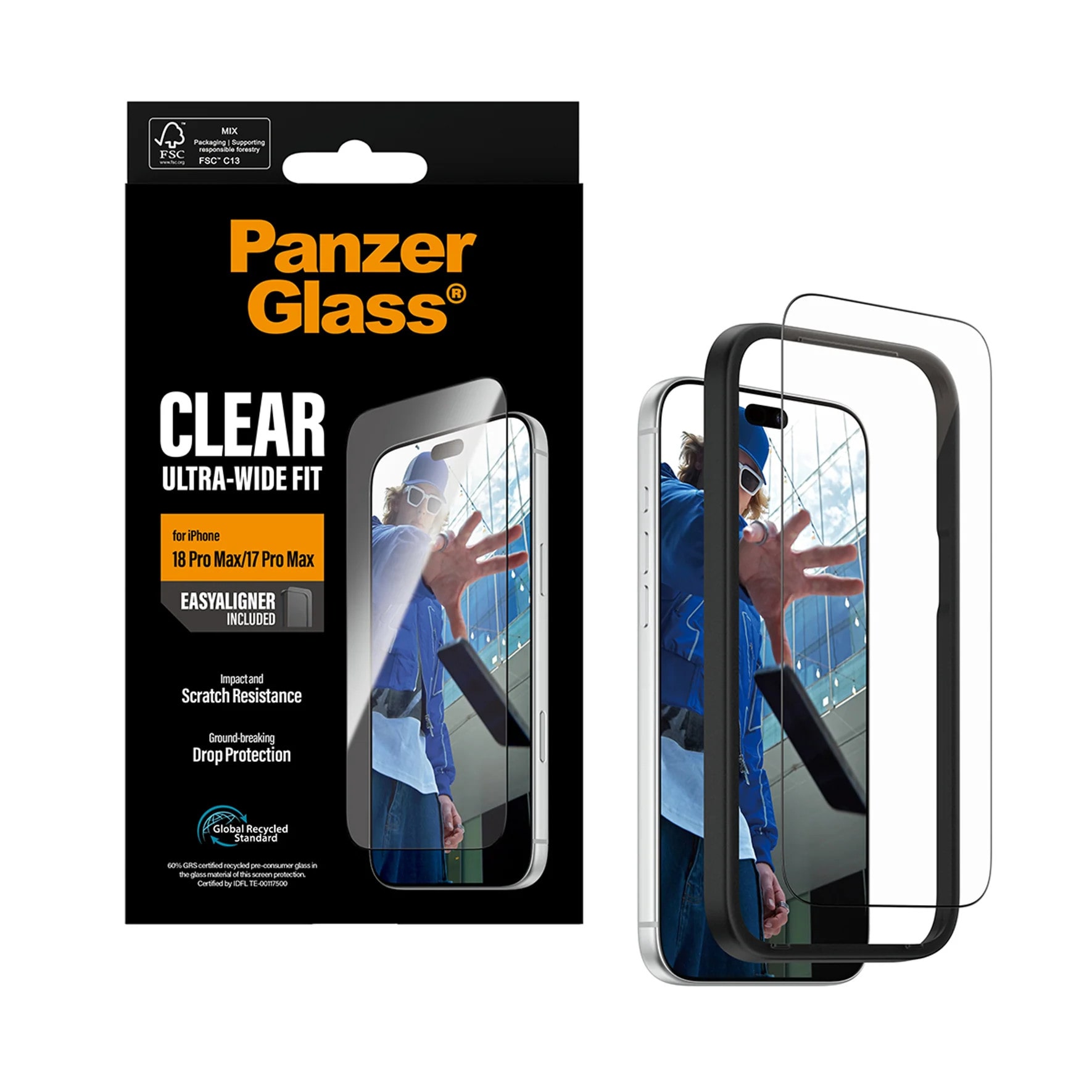 PanzerGlass Displayschutzglas Ultra-Wide Fit m. EasyAligner Apple iPhone 18/17 Pro Max PG47173