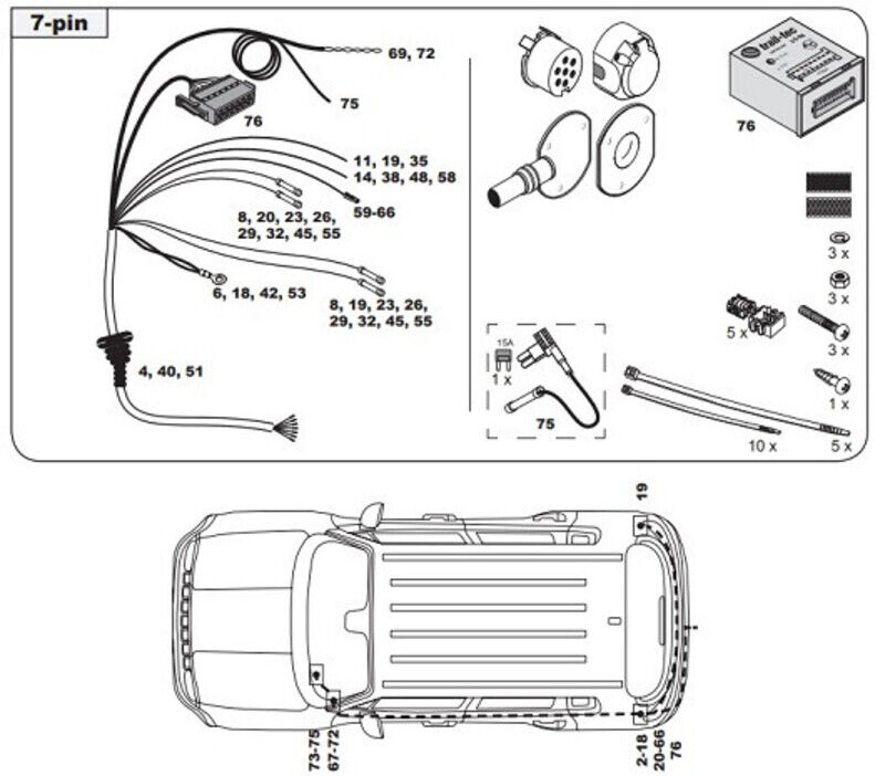 FAISCEAU SPECIFIQUE 7 BROCHES POUR FIAT 500X (07/14-)