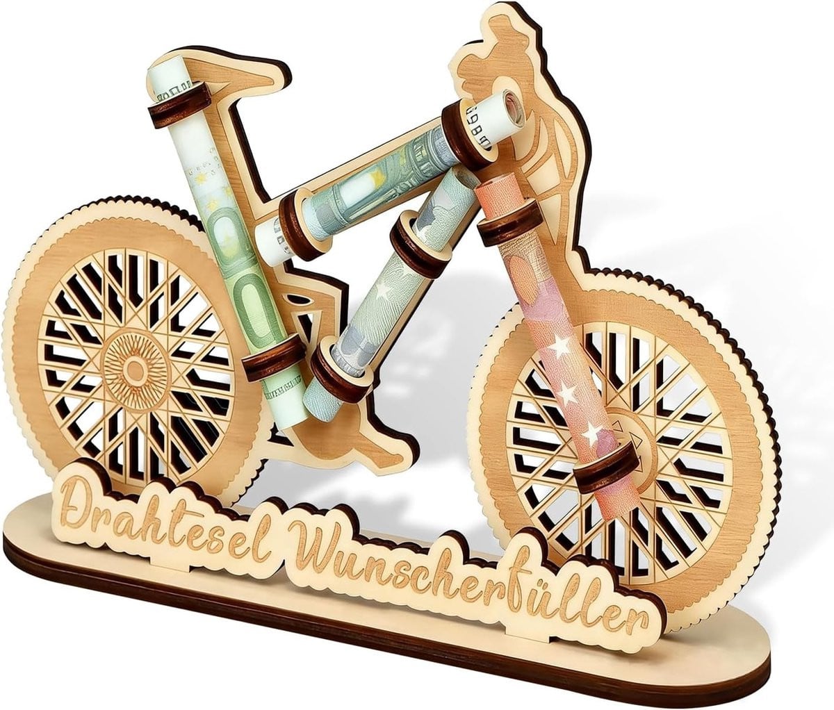 Houten Fiets Geldcadeau en Voucher Houder voor Fietsers