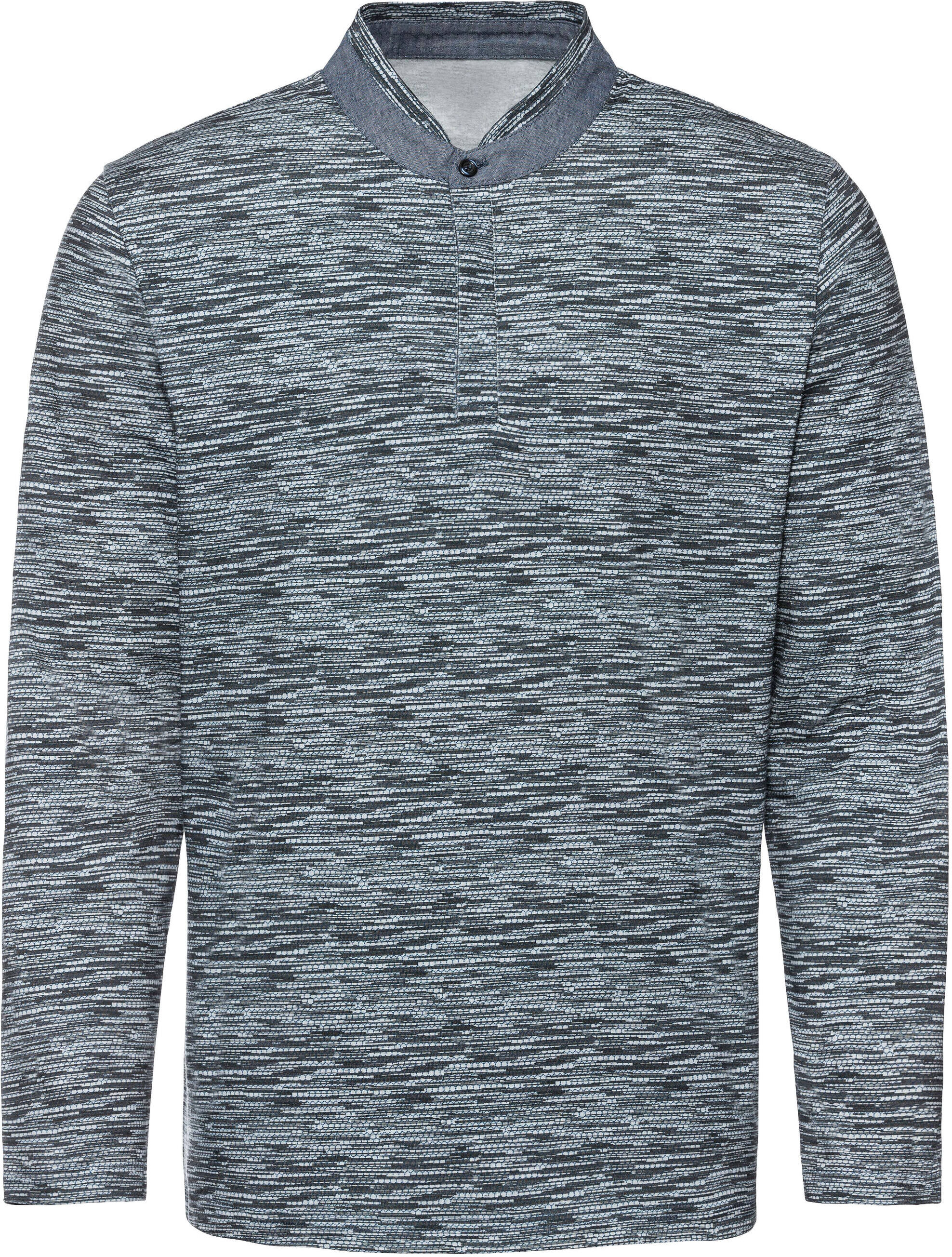 T-Shirt WITT "Langarm-Shirt Langarm-Shirt", Herren, Gr. 44, blau, gemustert, Sportlich, Shirts T-Shirt