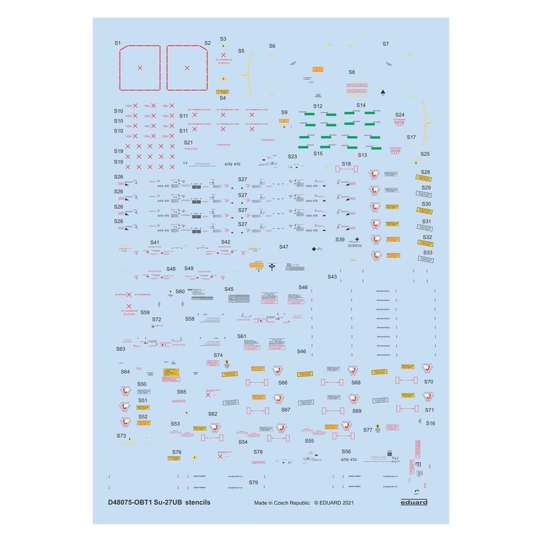 Eduard Su-27UB stencils 1/48 for ACADEMY/KITTY HAWK/GWH (D48075)