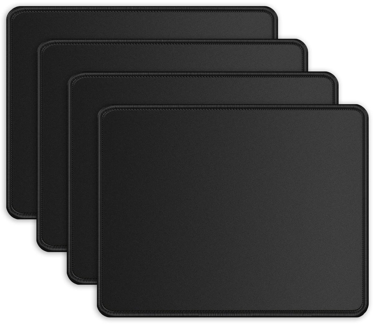 Merkloos Mouse Pad Set met Gestikte Randen - 4 Stuks, Zwart, Wasbaar