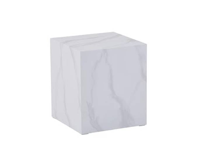 Hela Tische, Couchtisch, Beistelltisch, Cube, Holzwerkstoff, Dekor Marmor Weiß, 40x40x46cm