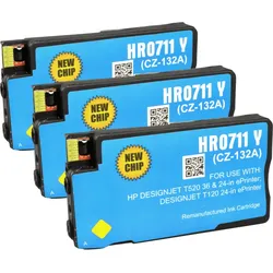 3 kompatible Tinten ersetzt HP CZ136A 711 yellow