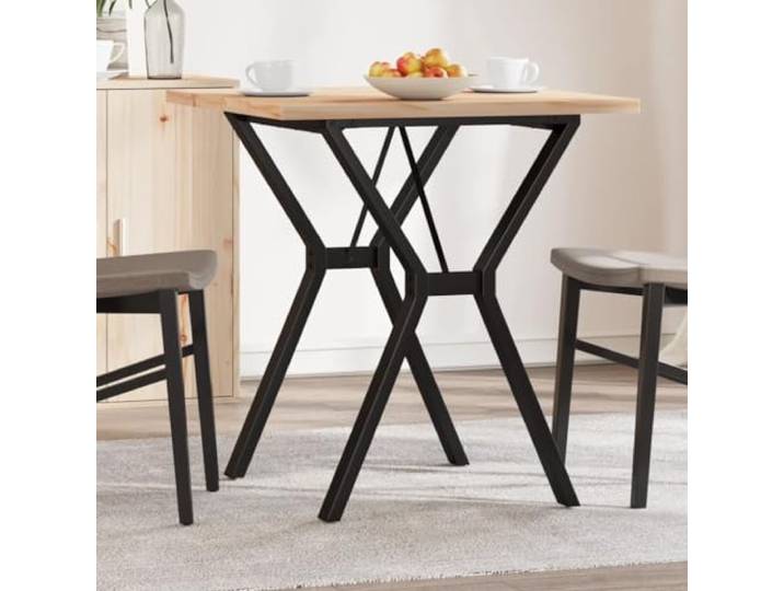 HEFZGDB Esstisch Y-Gestell 70x70x75,5 cm Massivholz Kiefer & Stahl mit robuster Tischplatte für stabile Mahlzeiten und rustikales Design