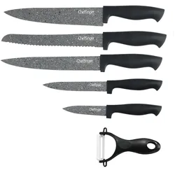 6 tlg. Messerset (5 Messer & 1 Sparschäler) in Klappbox mit Magnetverschluss scharfe Messer Motiv 3