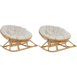 SCHAUKELSTUHL 2er-SET Rattan naturfarben/hellbeige Orvieto