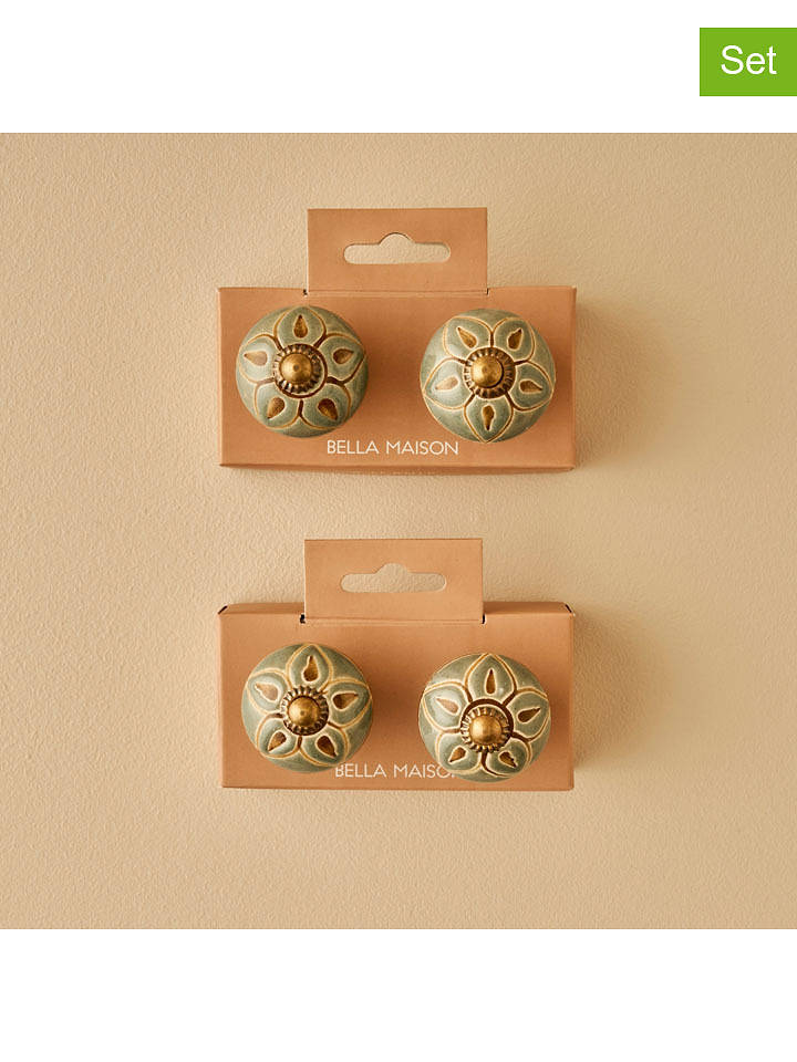 BELLA MAISON 2er-Set: Schrankgriffe ''Sasha'' in Grün - (H)6,5 x Ø 3 cm - onesize