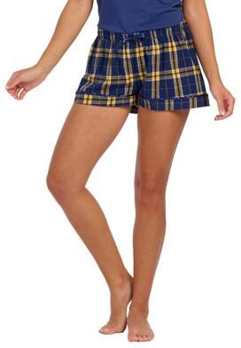 Boxercraft BW6501 Women's Flannel Shorts in Navy Blue/Gold size 2XS   Cotton